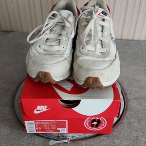 Nike Cream and Red Running Shoes
